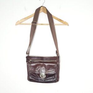 Danier Brown Adjustable Strap Leather Push Clasp Crossbody bag